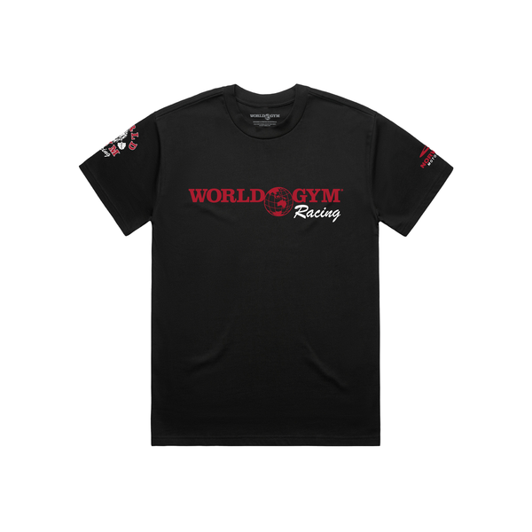 World Gym Unisex Racing T-Shirts - Black