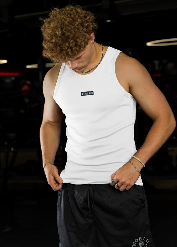 Mens Ribbed Tank White
