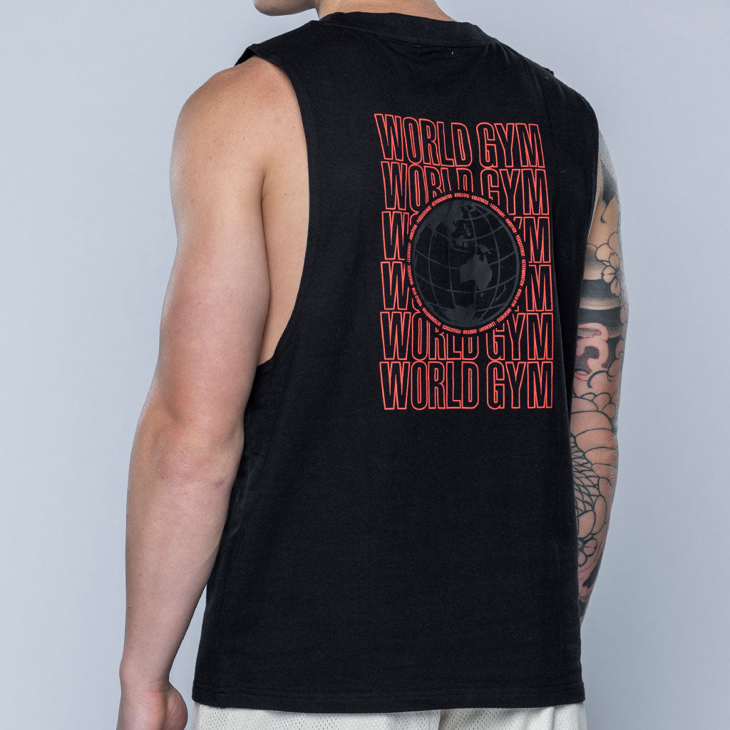 Vital Sleeveless Muscle Tee - Black/Chilli – World Gym Shop