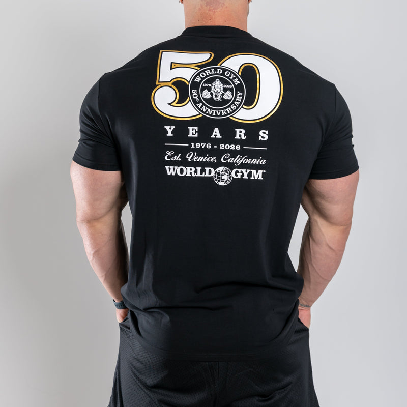 50th Anniversary - Legacy Tee Black/Gold – World Gym Shop