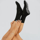 Black Icon Grip Crew Length Pilates Socks