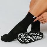 Black Icon Grip Crew Length Pilates Socks