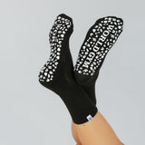Black Icon Grip Crew Length Pilates Socks
