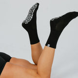 Black Icon Grip Crew Length Pilates Socks
