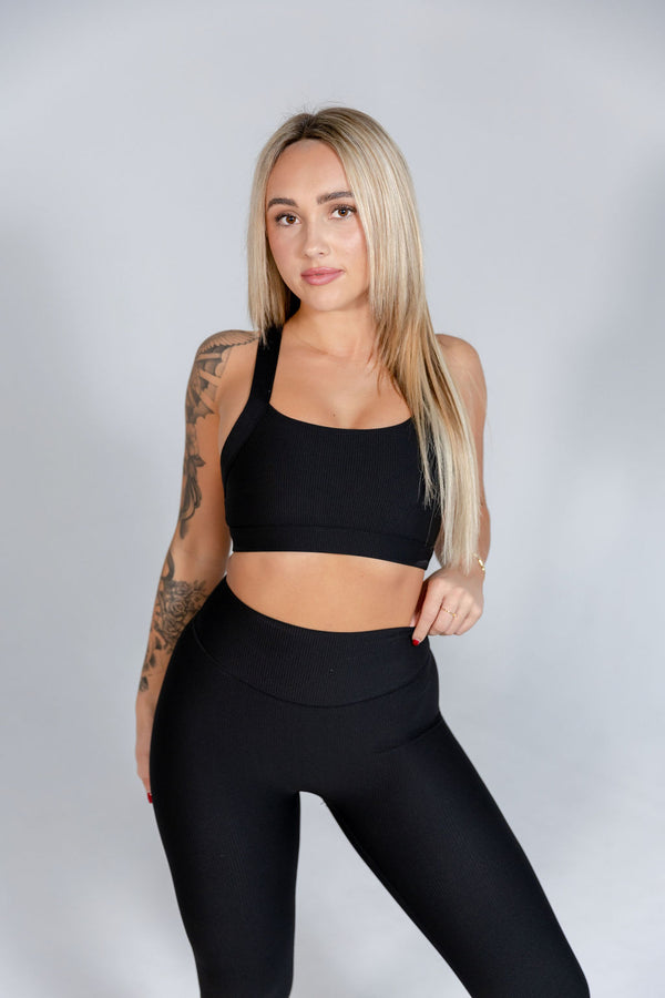 Forme Ribbed Bra Black