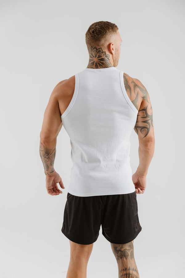 Mens Ribbed Tank White