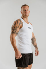 Mens Ribbed Tank White