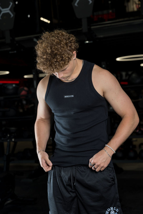 Mens Ribbed Tank Black