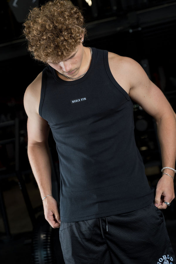 Mens Ribbed Tank Black