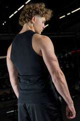 Mens Ribbed Tank Black
