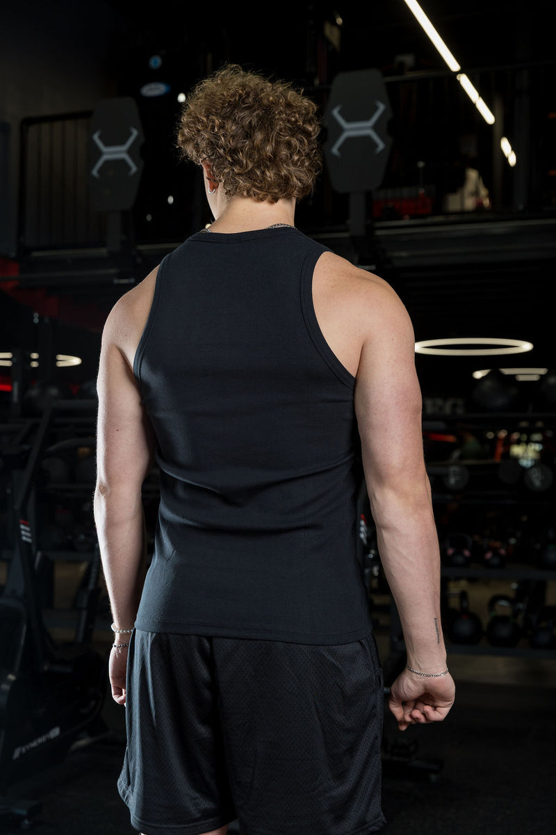 Mens Ribbed Tank Black