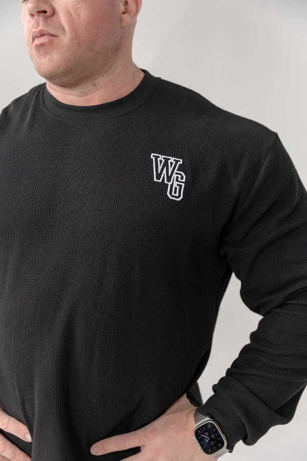 Waffle Long Sleeve Tee - Black