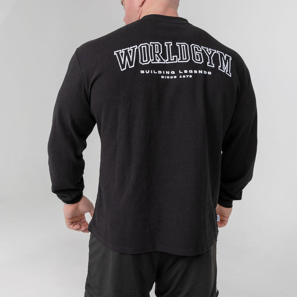 Waffle Long Sleeve Tee - Black – World Gym Shop