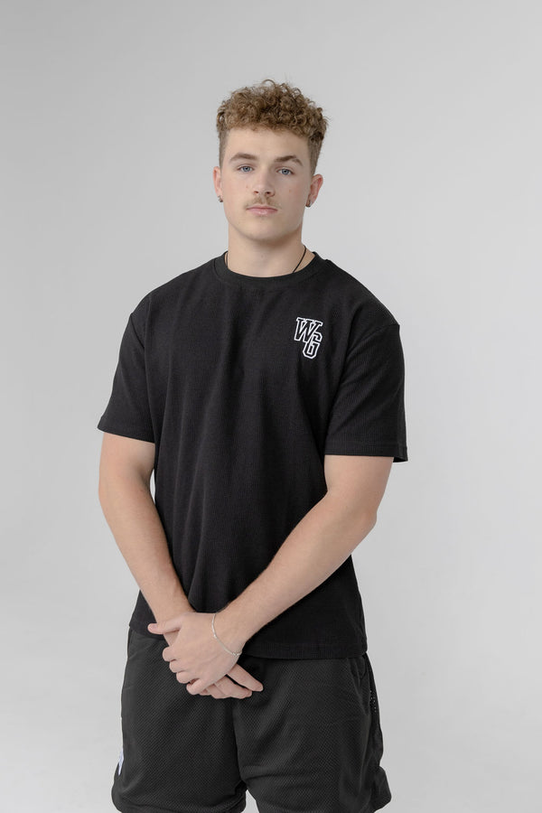 Waffle Oversize Tee - Black