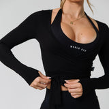 Women's Poise Long Sleeve Wrap - Black